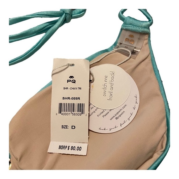 PQ Swim Chain Trim Triangle Bikini Top & Ruched Bikini Bottom NWT - Picture 4 of 8